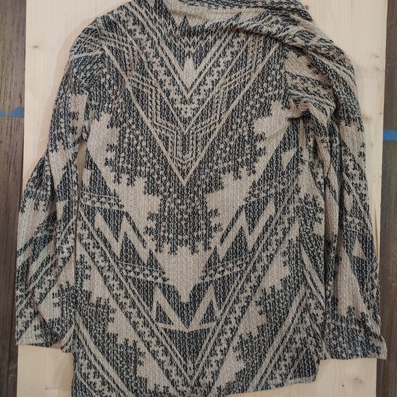 Blu Pepper Blue and Light Tan Knit Shawl Sweater Cape Size L - Picture 2 of 3